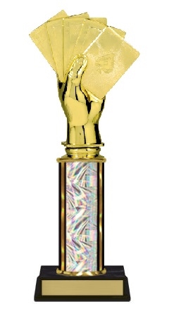 Single Column<BR> Poker Trophy<BR> 10-12 Inches<BR> 10 Colors