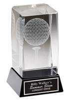 Golf Ball & Tee <BR>Crystal Trophy<BR> 4 & 4.75 Inches