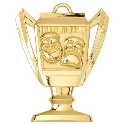Trophy Drama Medal<BR> Gold/Silver/Bronze<BR> 2.75 Inches