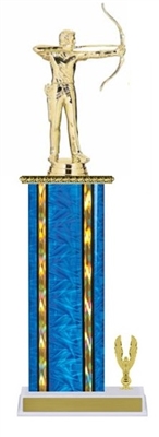 Wide Column with Trim<BR> Male Archery Trophy<BR> 12-14 Inches<BR> 10 Colors