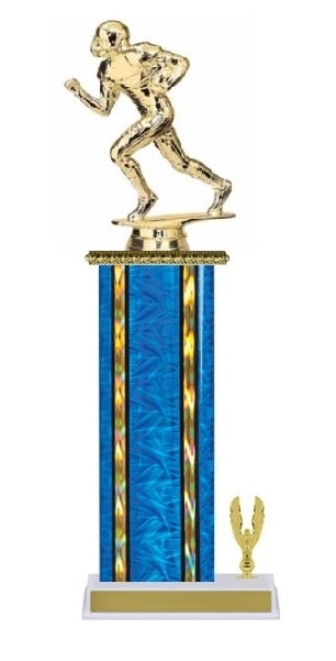 Wide Column with Trim<BR> Football Running Back Trophy<BR> 12-14 Inches<BR> 10 Colors