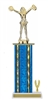 Wide Column with Trim<BR> Pom Pom Cheer Trophy<BR> 12-14 Inches<BR> 10 Colors
