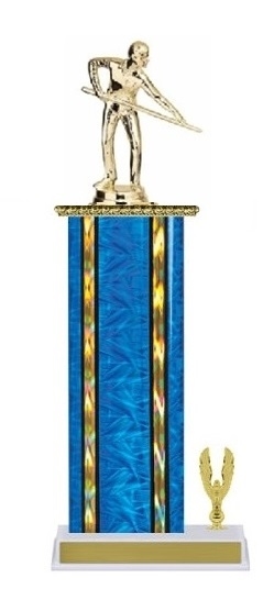 Wide Column with Trim<BR> Male Billiards Trophy<BR> 12-14 Inches<BR> 10 Colors