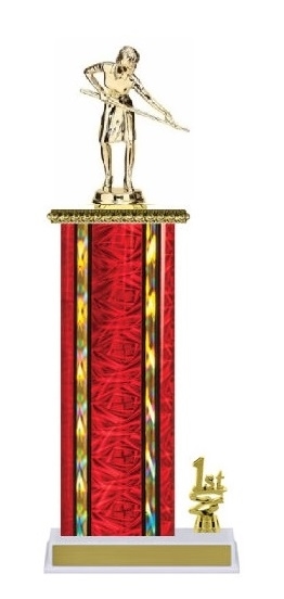 Wide Column with Trim<BR> Female Billiards Trophy<BR> 12-14 Inches<BR> 10 Colors