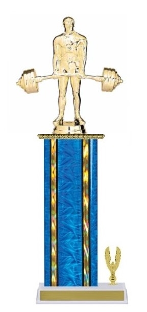 Wide Column with Trim<BR> Deadlift Trophy<BR> 12-14 Inches<BR> 10 Colors