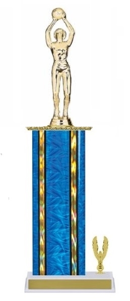 Wide Column with Trim<BR> Female Shooter Basketball Trophy<BR> 12-14 Inches<BR> 10 Colors