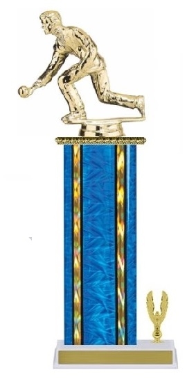 Wide Column with Trim<BR> Male Lawn Bowling Trophy<BR> 12-14 Inches<BR> 10 Colors