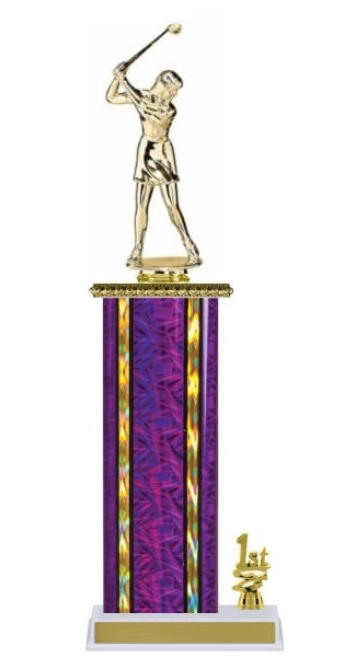 Wide Column with Trim<BR> Female Golf Driver Trophy<BR> 12-14 Inches<BR> 10 Colors
