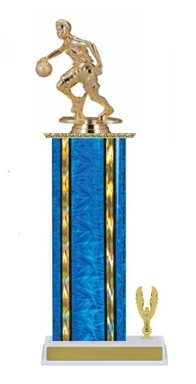 Wide Column with Trim<BR> Female Dribble Basketball Trophy<BR> 12-14 Inches<BR> 10 Colors