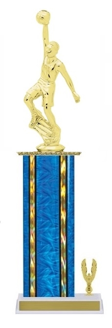Wide Column with Trim<BR> Male Dunk Basketball Trophy<BR> 12-14 Inches<BR> 10 Colors