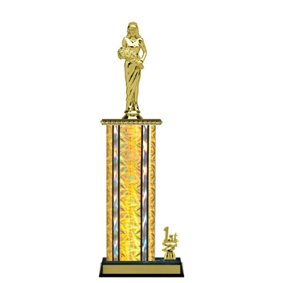 Wide Column with Trim<BR> Queen Trophy<BR> 12-14 Inches<BR> 10 Colors
