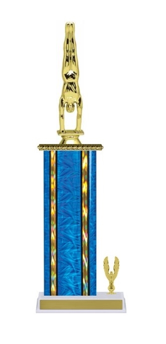 Wide Column with Trim<BR> Male Gymnast Trophy<BR> 12-14 Inches<BR> 10 Colors