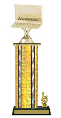 Wide Column with Trim<BR> Computer Trophy<BR> 12-14 Inches<BR> 10 Colors