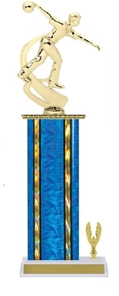 Wide Column with Trim<BR> Male Motion Bowling Trophy<BR> 12-14 Inches<BR> 10 Colors