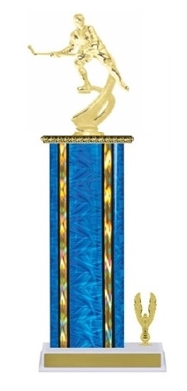 Wide Column with Trim<BR>Motion Male Ice Hockey Trophy<BR> 12-14 Inches<BR> 10 Colors