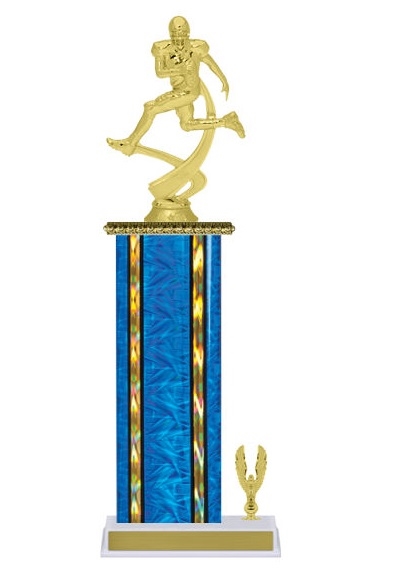 Wide Column with Trim<BR> Football Motion Trophy<BR> 12-14 Inches<BR> 10 Colors