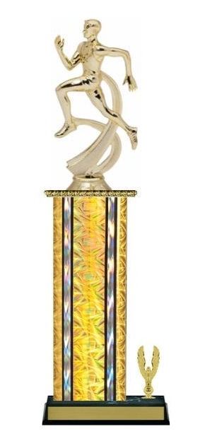 Wide Column with Trim<BR> Male Track Trophy<BR> 12-14 Inches<BR> 10 Colors