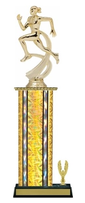 Wide Column with Trim<BR> Female Track Trophy<BR> 12-14 Inches<BR> 10 Colors