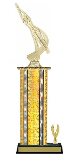 Wide Column with Trim<BR> Female Swim Trophy<BR> 12-14 Inches<BR> 10 Colors