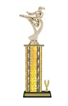 Wide Column with Trim<BR> Female Karate Trophy<BR> 12-14 Inches<BR> 10 Colors