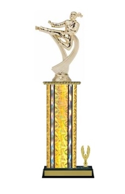 Wide Column with Trim<BR> Female Karate Trophy<BR> 12-14 Inches<BR> 10 Colors