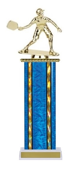 Wide Column<BR> Male Pickleball Trophy<BR> 12-14 Inches<BR> 10 Colors