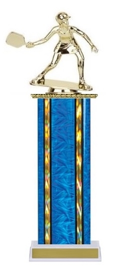 Wide Column<BR> Female Pickleball Trophy<BR> 12-14 Inches<BR> 10 Colors