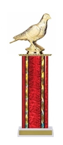 Wide Column<BR> Pigeon Trophy<BR> 12-14 Inches<BR> 10 Colors