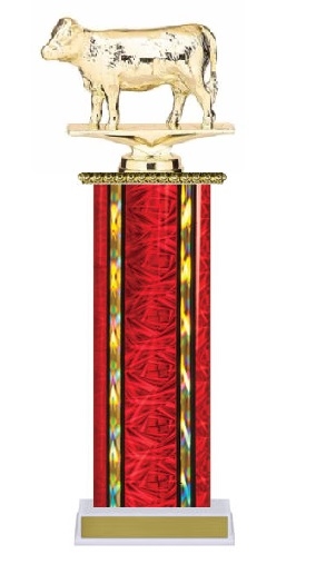 Wide Column<BR> Hereford Cow Trophy<BR> 12-14 Inches<BR> 10 Colors