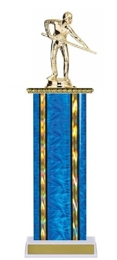 Wide Column<BR> Male Billiards Trophy<BR> 12-14 Inches<BR> 10 Colors