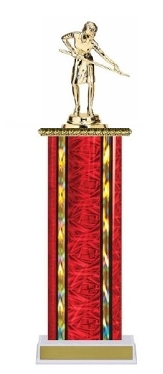 Wide Column<BR> Female Billiards Trophy<BR> 12-14 Inches<BR> 10 Colors