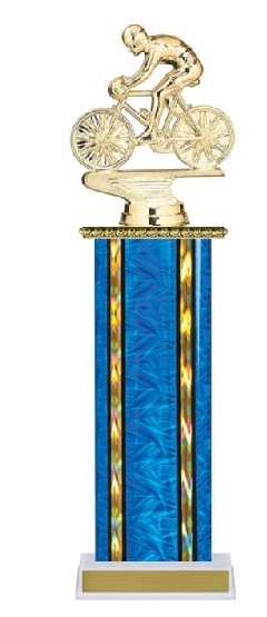 Wide Column<BR> Male Racing Bike Trophy<BR> 12-14 Inches<BR> 10 Colors
