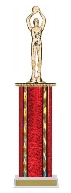 Wide Column Trophy <BR> Male Shooter Basketball<BR> 12-14 Inches<BR> 10 Colors