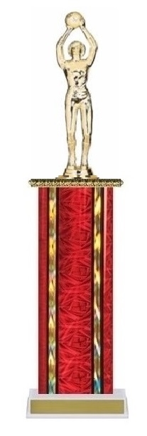 Wide Column Trophy <BR> Female Shooter Basketball<BR> 12-14 Inches<BR> 10 Colors