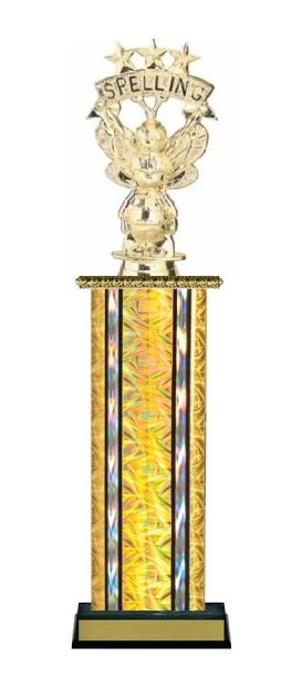 Wide Column<BR> Spelling Bee Trophy<BR> 12-14 Inches<BR> 10 Colors