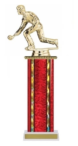 Wide Column<BR> Male Lawn Bowler Trophy<BR> 12-14 Inches<BR> 10 Colors