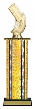 Wide Column Trophy <BR> Domino<BR> 12-14 Inches<BR> 10 Colors