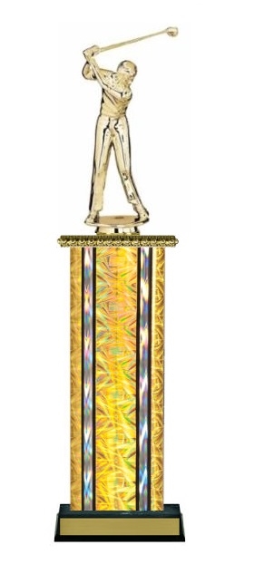 Wide Column<BR> Male Golf Driver Trophy<BR> 12-14 Inches<BR> 10 Colors