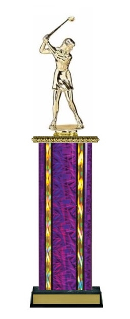 Wide Column<BR> Female Golf Driver Trophy<BR> 12-14 Inches<BR> 10 Colors