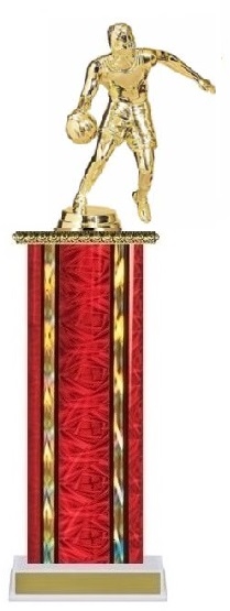 Wide Column Trophy <BR> Male Dribble Basketball<BR> 12-14 Inches<BR> 10 Colors