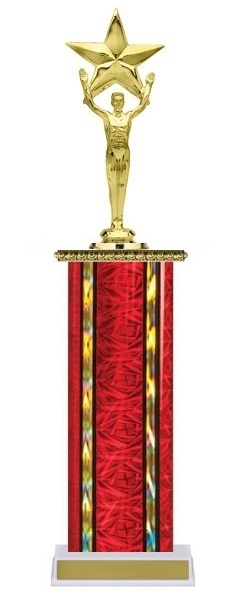 Wide Column<BR> Male Star Victory Trophy<BR> 12-14 Inches<BR> 10 Colors