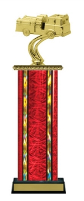 Wide Column<BR> Fire Pumper Trophy<BR> 12-14 Inches<BR> 10 Colors