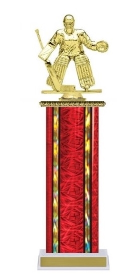 Wide Column<BR> Hockey Goalie Trophy<BR> 12-14 Inches<BR> 10 Colors