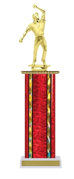 Wide Column<BR> Cricket Bowler Trophy<BR> 12-14 Inches<BR> 10 Colors