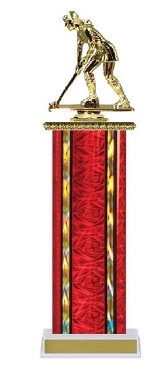 Wide Column<BR> Field Hockey Trophy<BR> 12-14 Inches<BR> 10 Colors