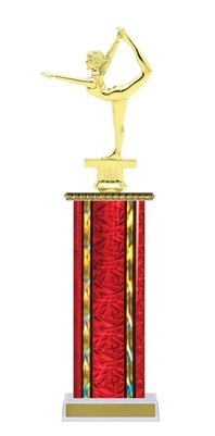 Wide Column<BR> Female Gymnast Trophy<BR> 12-14 Inches<BR> 10 Colors
