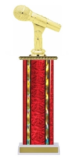 Wide Column<BR> Microphone Trophy<BR> 12-14 Inches<BR> 10 Colors
