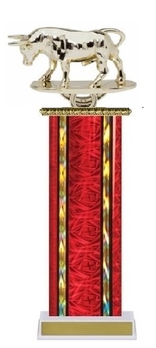 Wide Column<BR> Raging Bull Trophy<BR> 12-14 Inches<BR> 10 Colors
