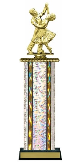 Wide Column<BR> Dancing Couple Trophy<BR> 12-14 Inches<BR> 10 Colors