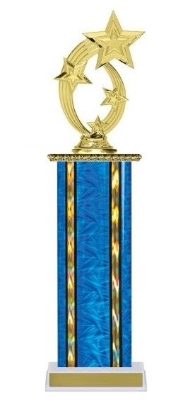 Wide Column<BR> Shooting Stars Trophy<BR> 12-14 Inches<BR> 10 Colors